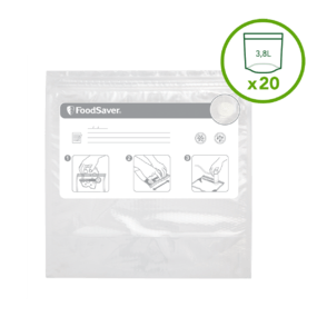  Pachet 20 pungi cu fermoar pentru vidat alimente, 3.8L, 27.5x27.5 cm  FoodSaver