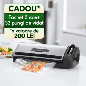aparat de vidat foodsaver ffs017x pe masa cu fileuri de somon in punga